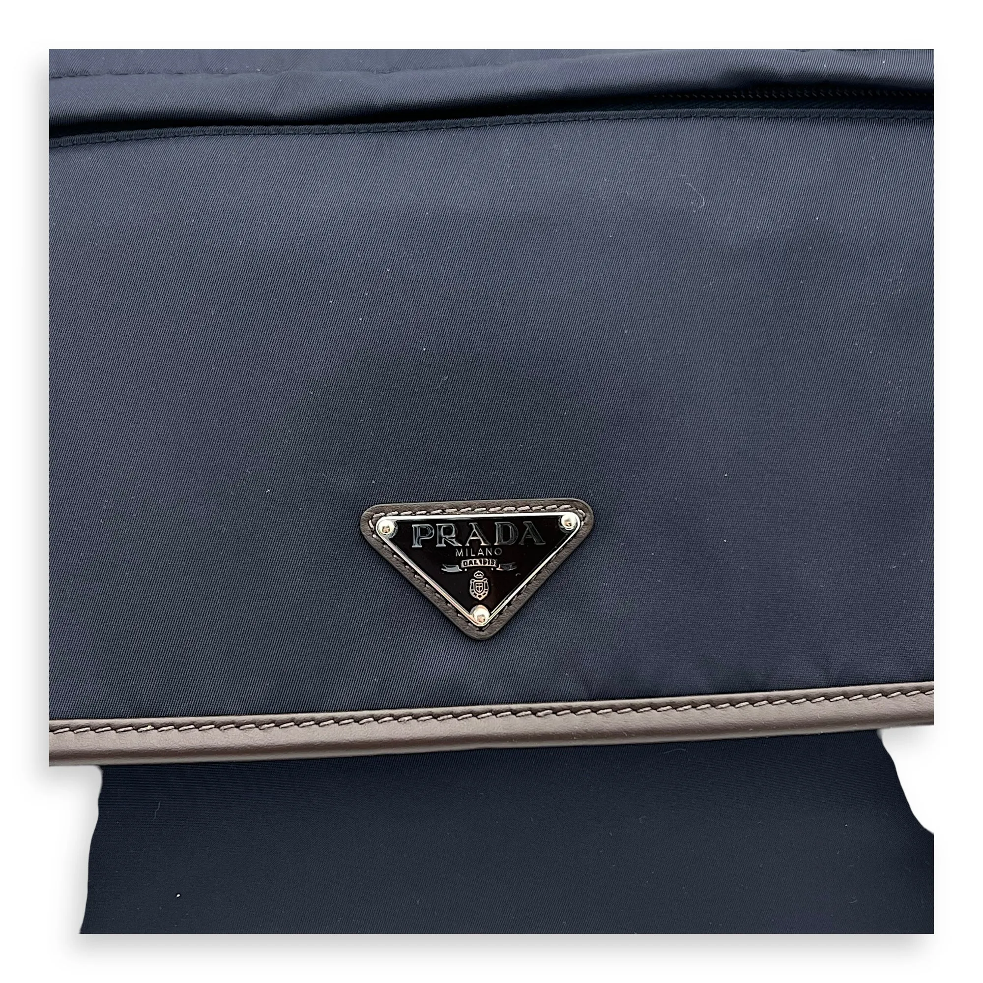 Re-Nylon Messenger Blue in Nylon, Silver hardware