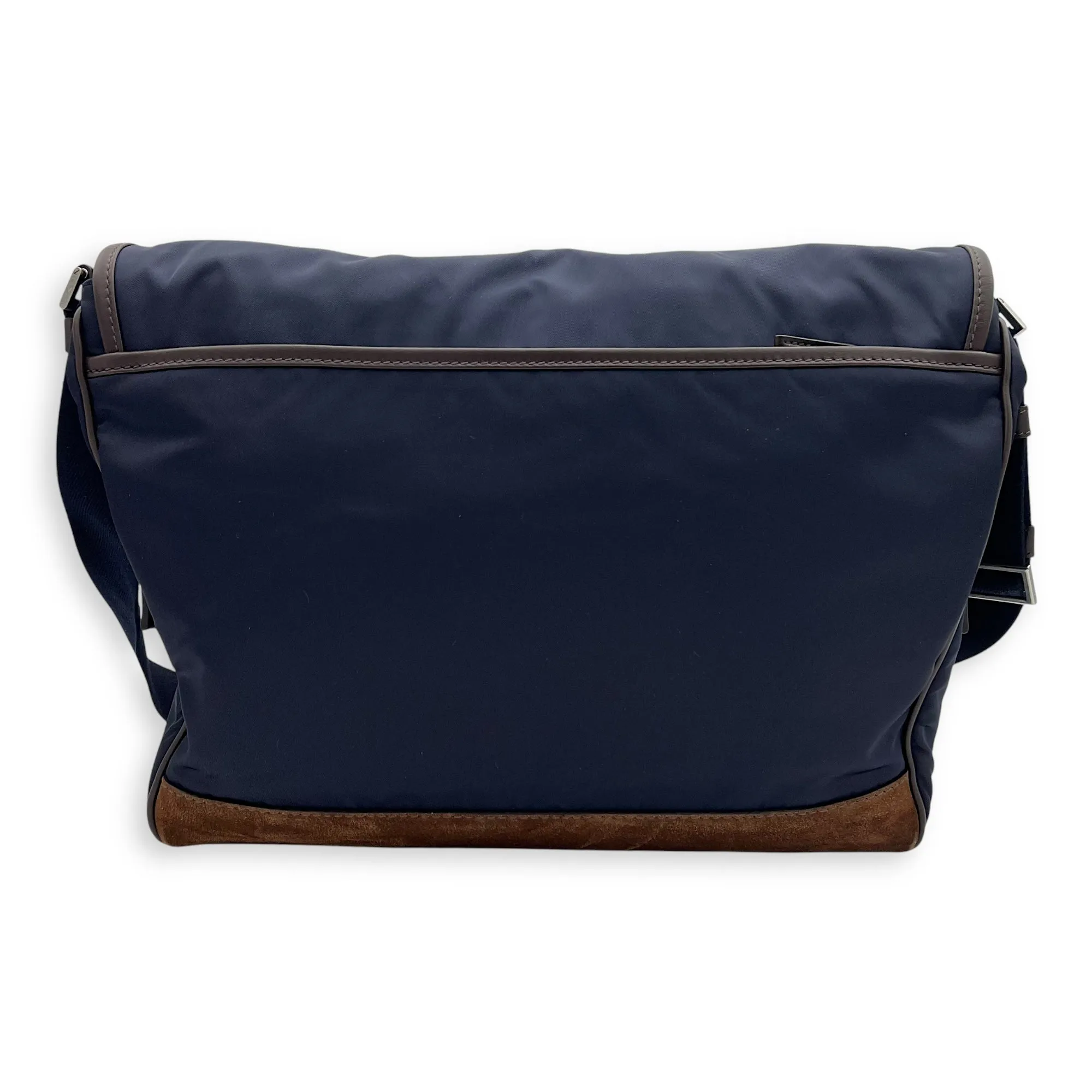 Re-Nylon Messenger Blue in Nylon, Silver hardware