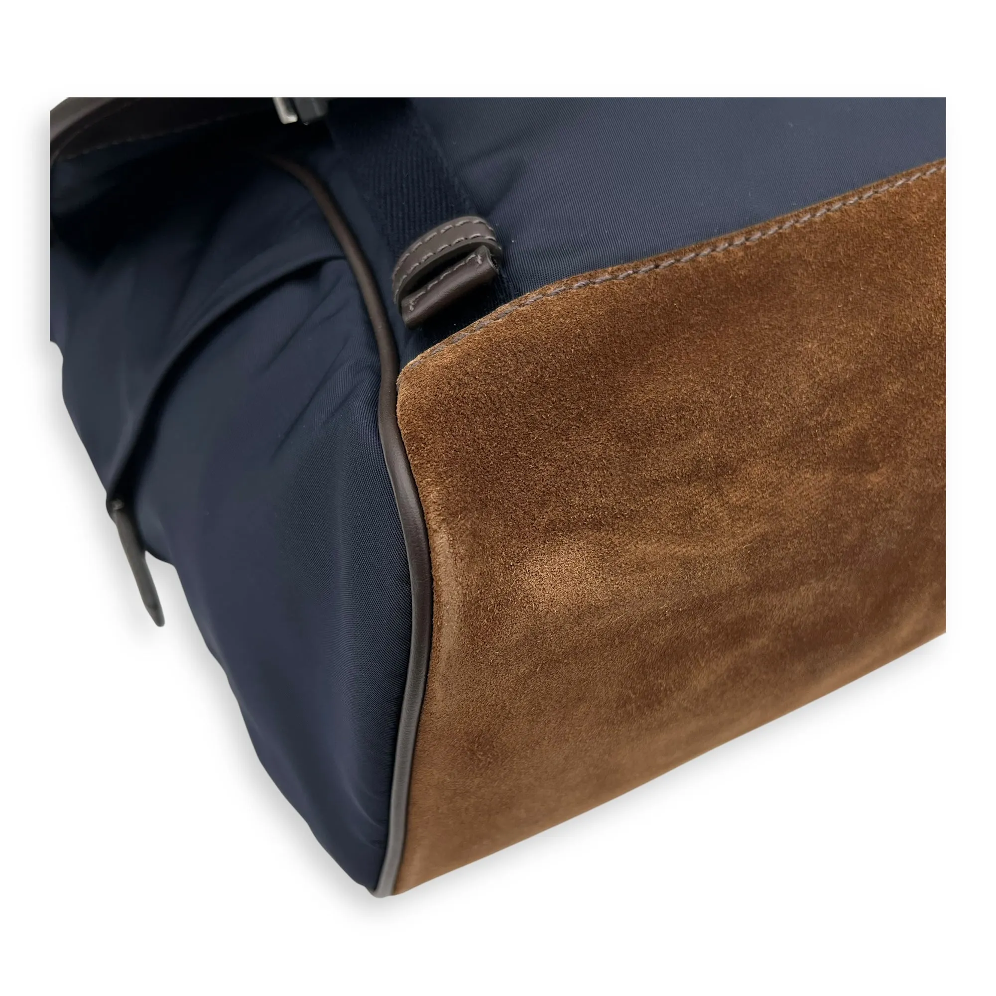 Re-Nylon Messenger Blue in Nylon, Silver hardware