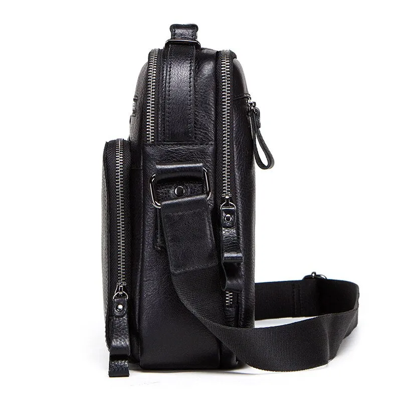 Realaiot 100% Genuine Leather Men Shoulder Bag Crossbody Bags for Men High Quality Bolsas Fashion Messenger Bag for 9.7" iPad Gifts for Men