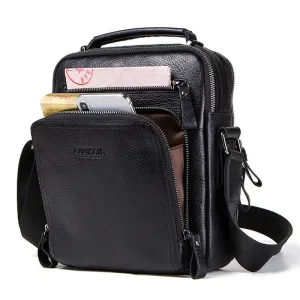 Realaiot 100% Genuine Leather Men Shoulder Bag Crossbody Bags for Men High Quality Bolsas Fashion Messenger Bag for 9.7" iPad Gifts for Men