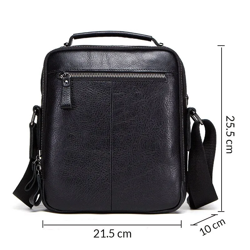 Realaiot 100% Genuine Leather Men Shoulder Bag Crossbody Bags for Men High Quality Bolsas Fashion Messenger Bag for 9.7" iPad Gifts for Men