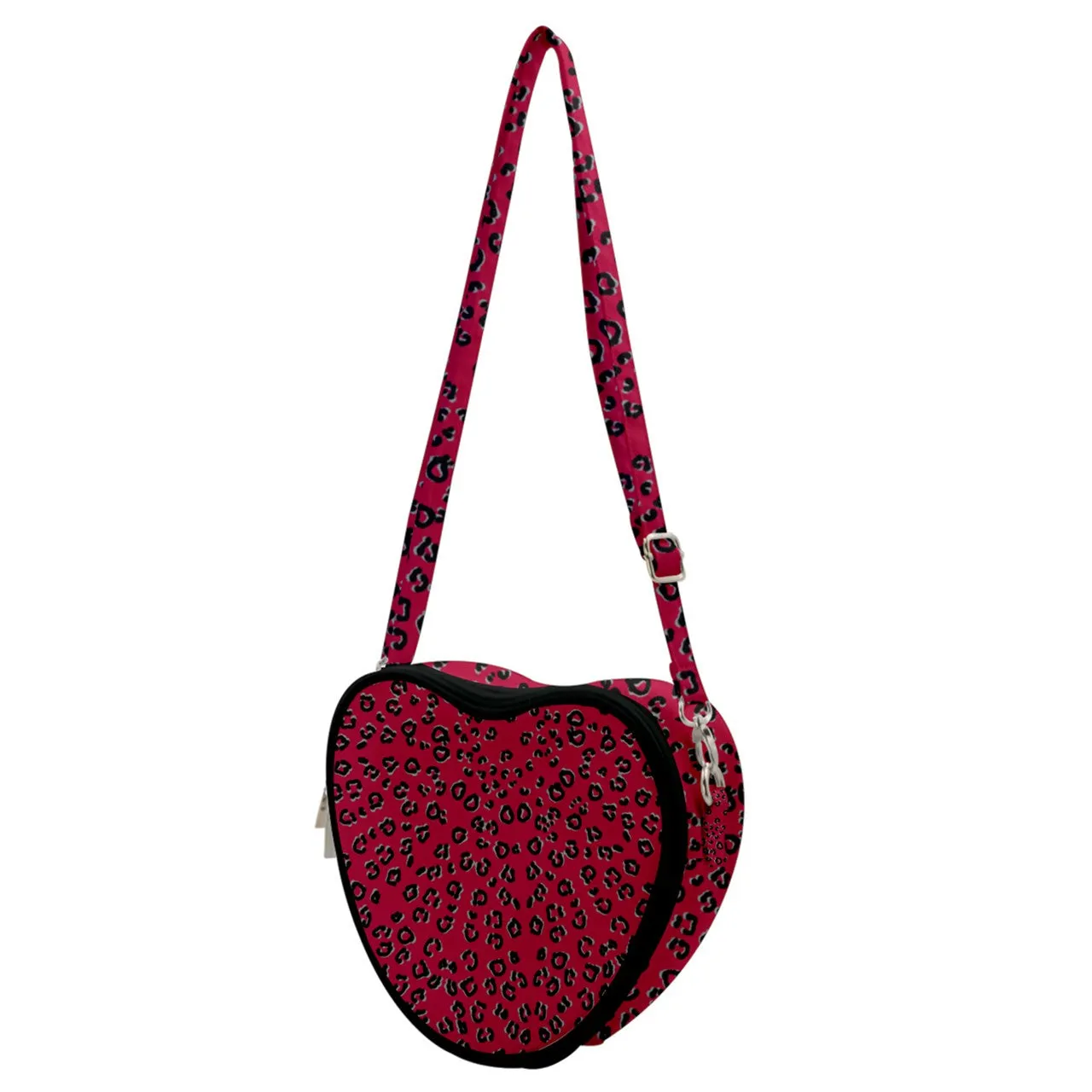 Red Cheeta Heart Shoulder Bag