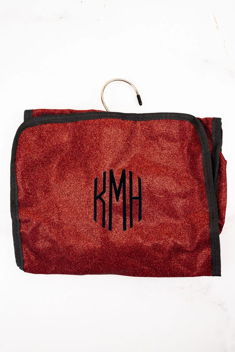 Red Glitz & Glam Roll Up Cosmetic Bag