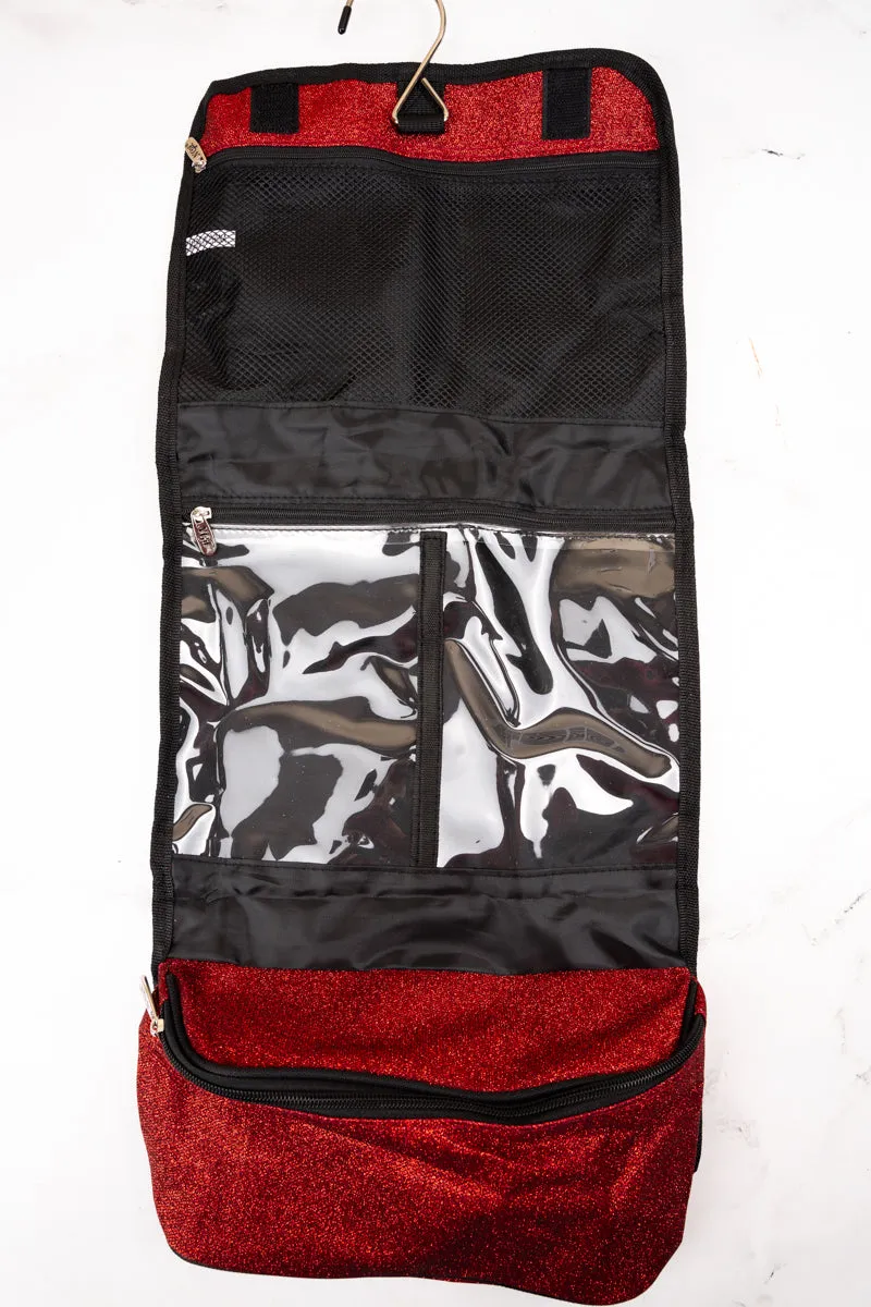 Red Glitz & Glam Roll Up Cosmetic Bag
