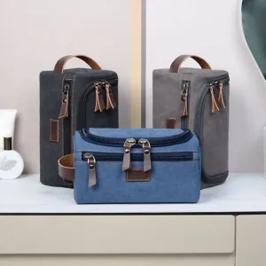 Retro Canvas Toiletry Bag - Portable Handheld Cosmetic Organizer