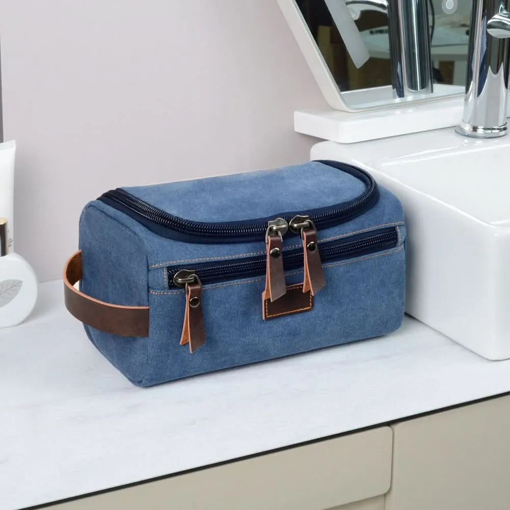 Retro Canvas Toiletry Bag - Portable Handheld Cosmetic Organizer