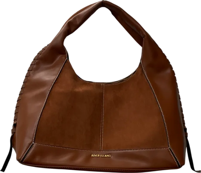 River Island Whipstitch Slouch Bag In Brown