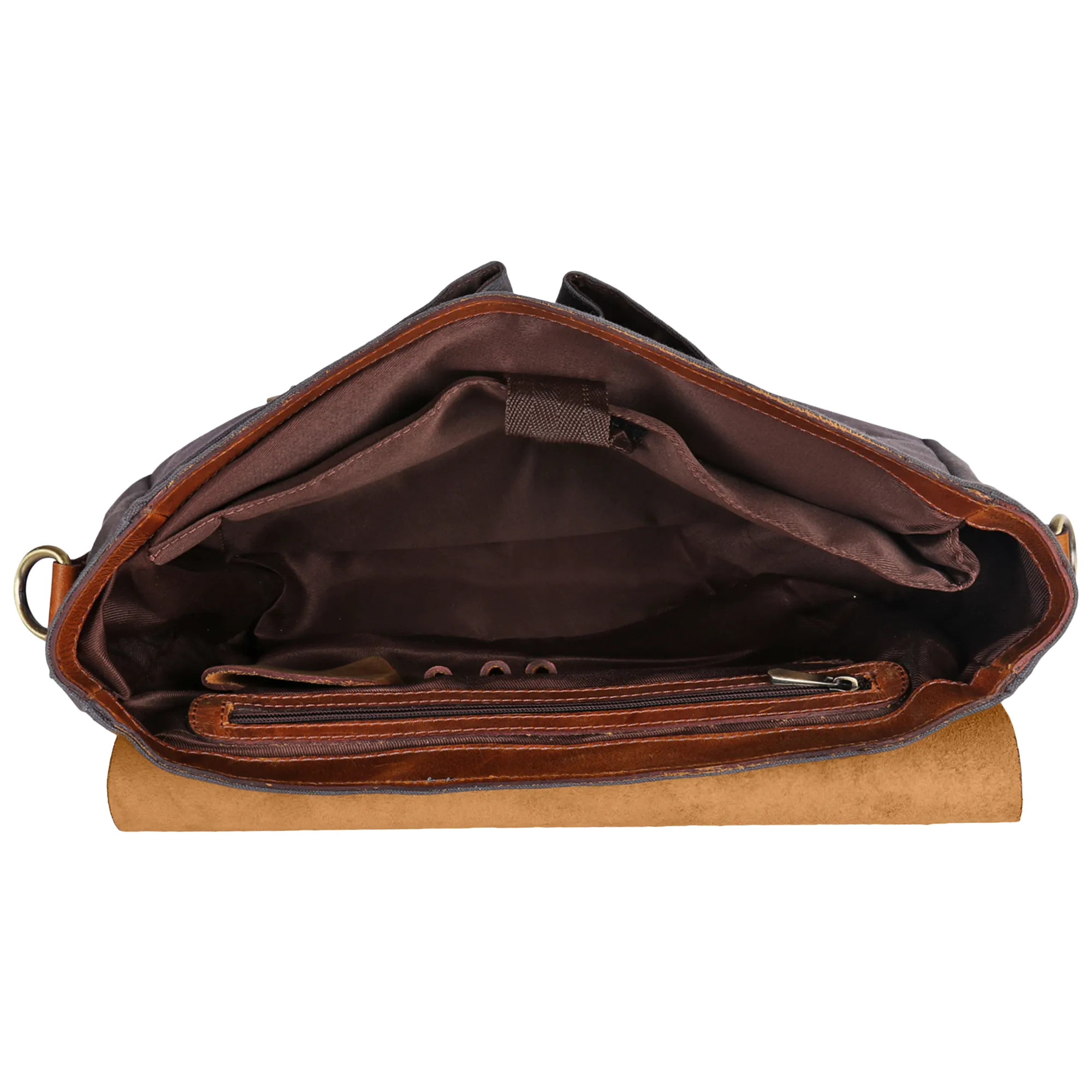 Rover Leather Canvas Messenger Bag Briefcase Laptop Bag (Dark Grey)