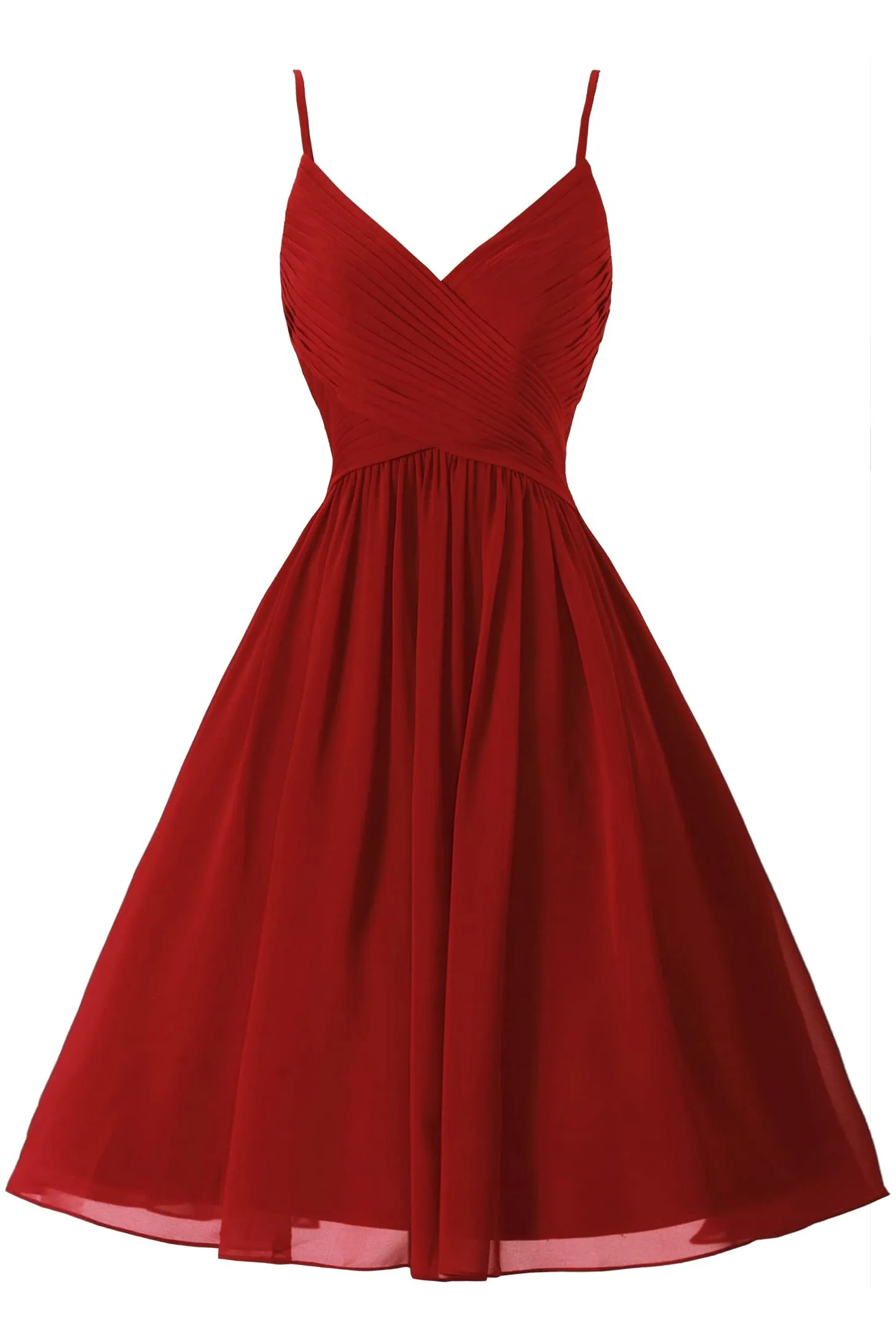Roycebridal Spaghetti Straps Sleeveless A Line Chiffon Short Prom Dresses With Pockets