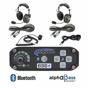 Rugged Radio 2 Person - RRP696 PLUS Bluetooth Intercom System with AlphaBass Headsets