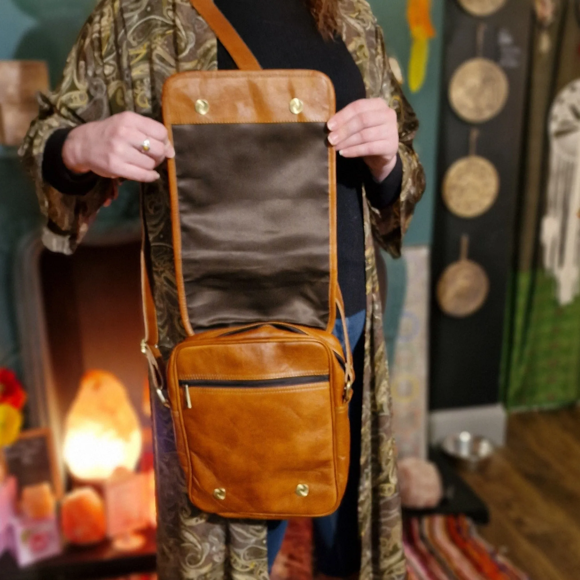 Rustic Tan Leather Small Messenger Bag