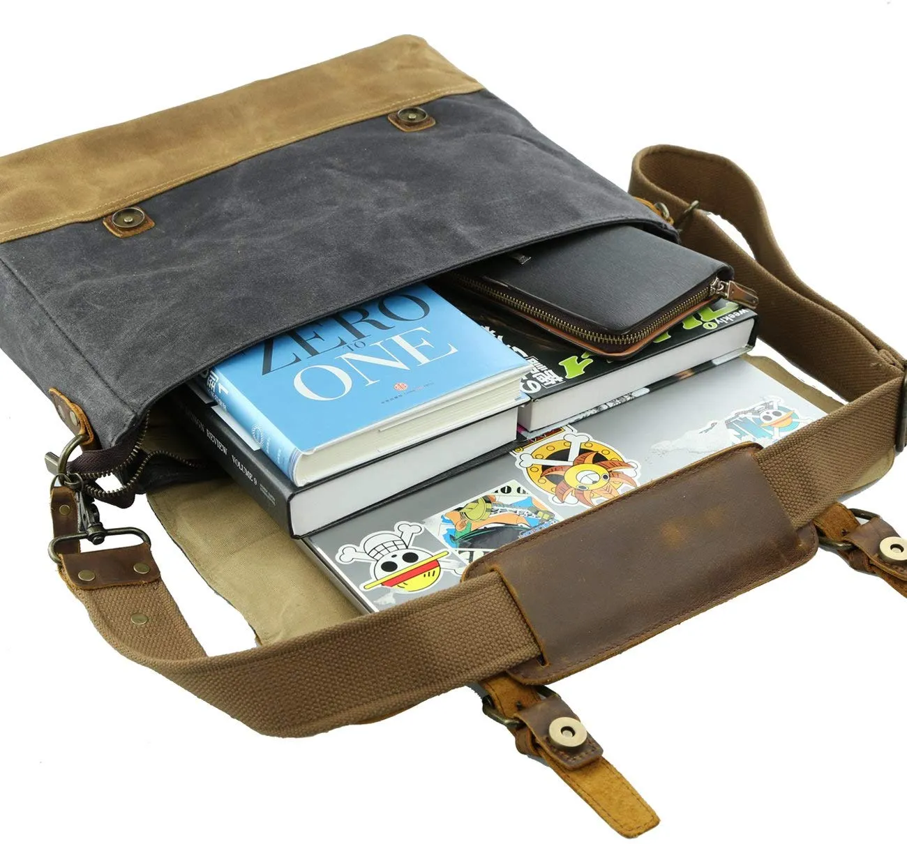 Saxon Vintage Waxed Canvas Leather Laptop Bag 15 inch