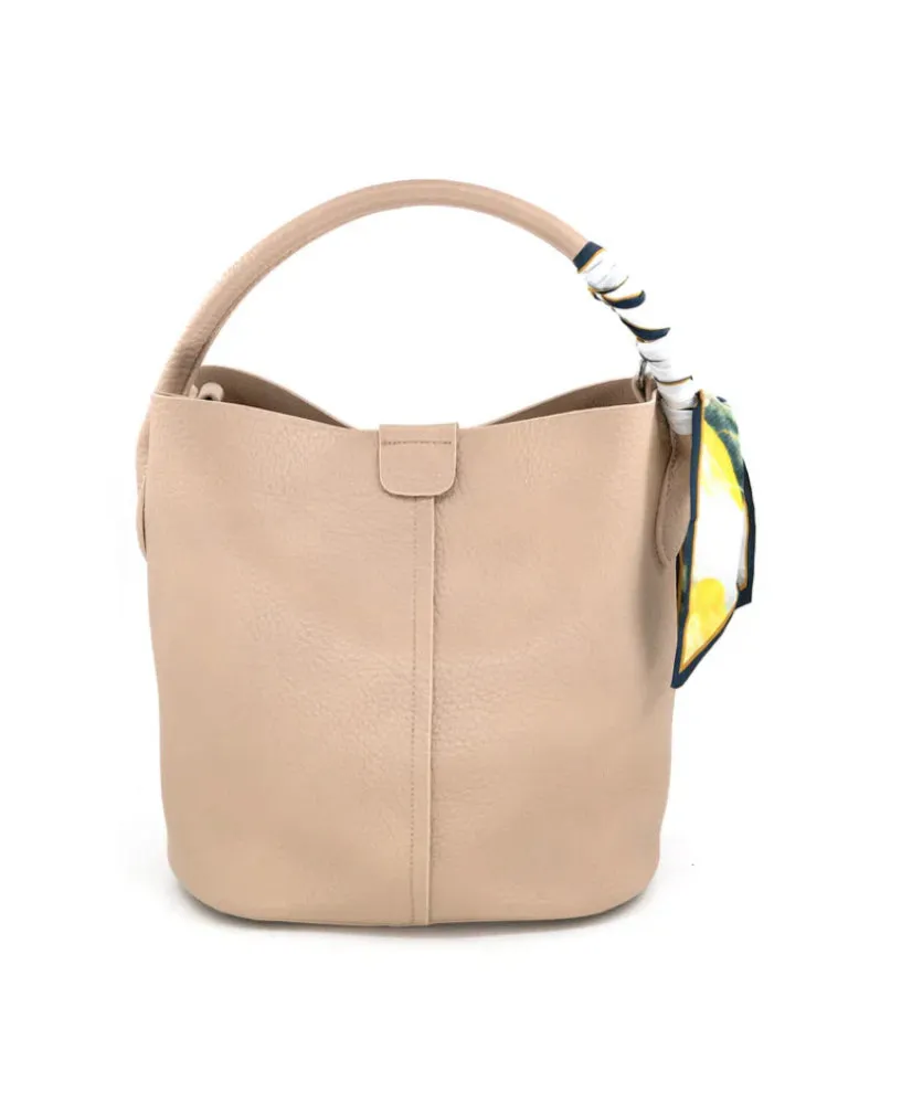 Scarf Tie Handbag Large- Beige