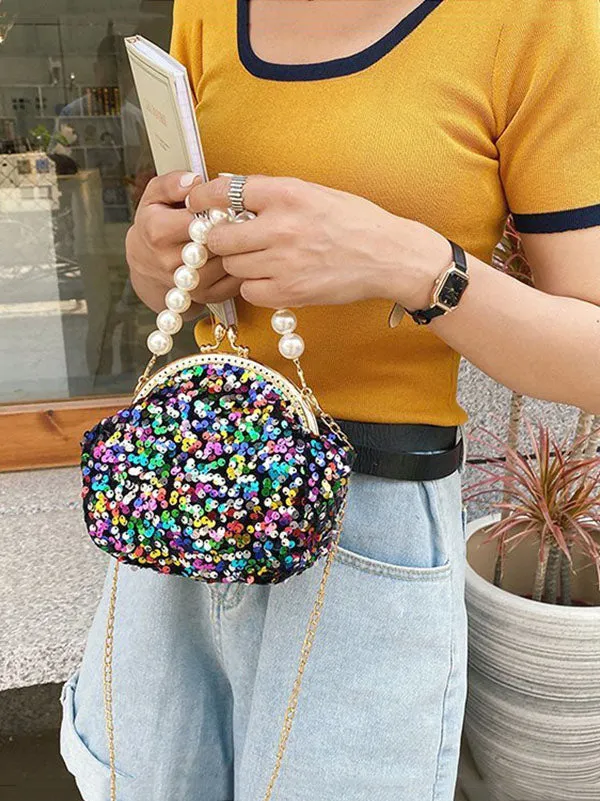 Sequin Pearl Evening Mini Bag
