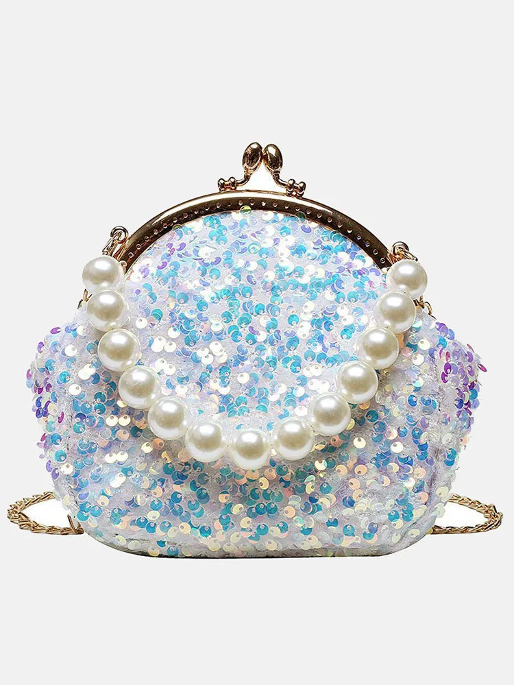 Sequin Pearl Evening Mini Bag
