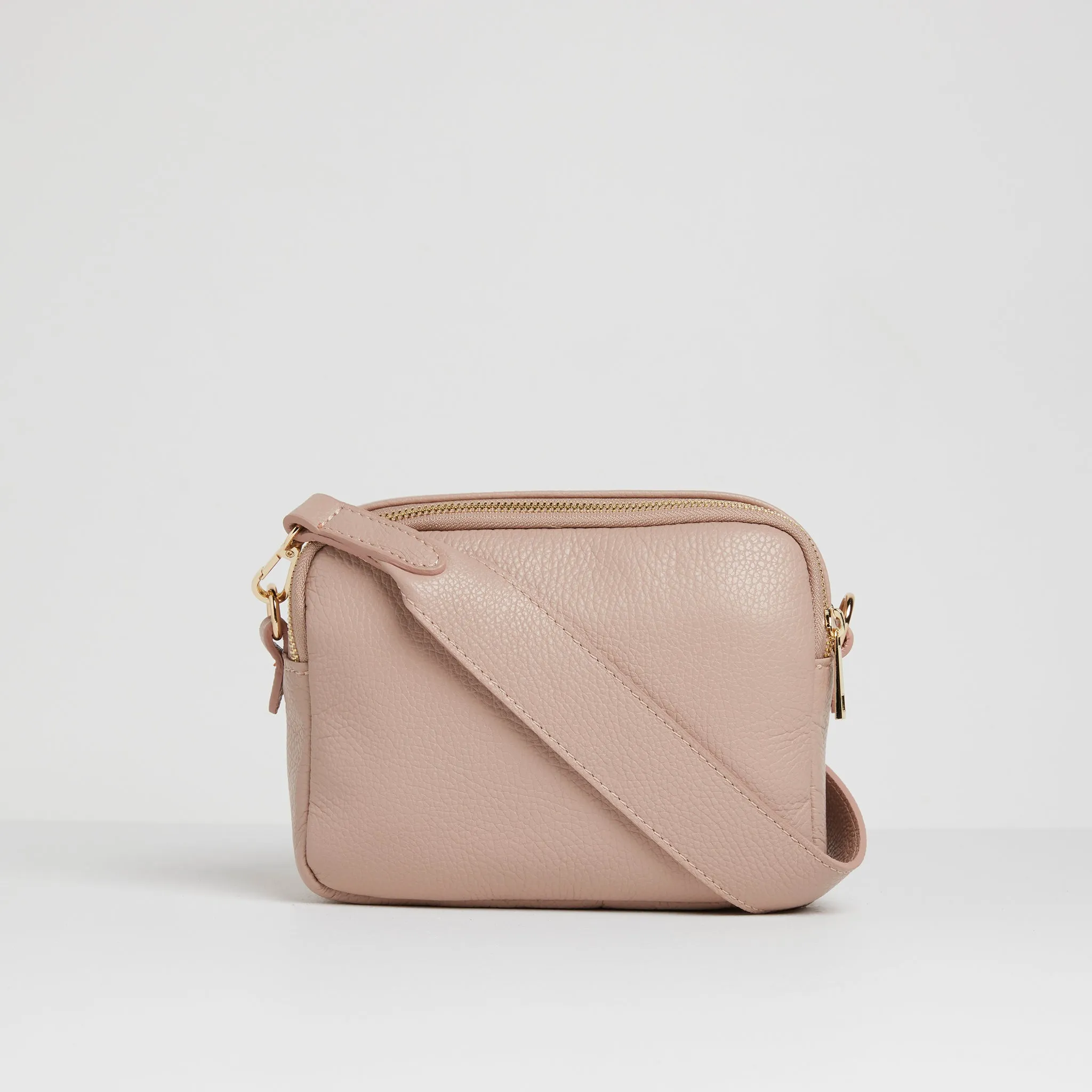Sienna Crossbody Bag in Blush with Dark Leopard Print Strap