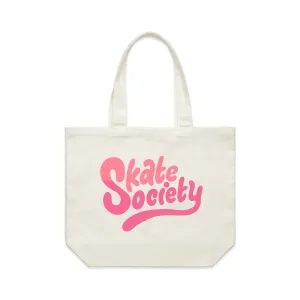 Skate Society Logo Tote Bag White