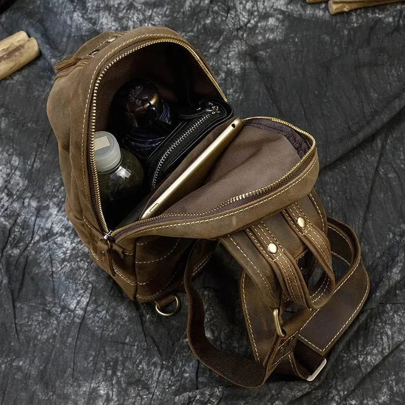 Small Chest Bag for Men – Vintage Sling Bag Shoulder Pack