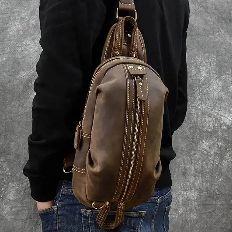 Small Chest Bag for Men – Vintage Sling Bag Shoulder Pack