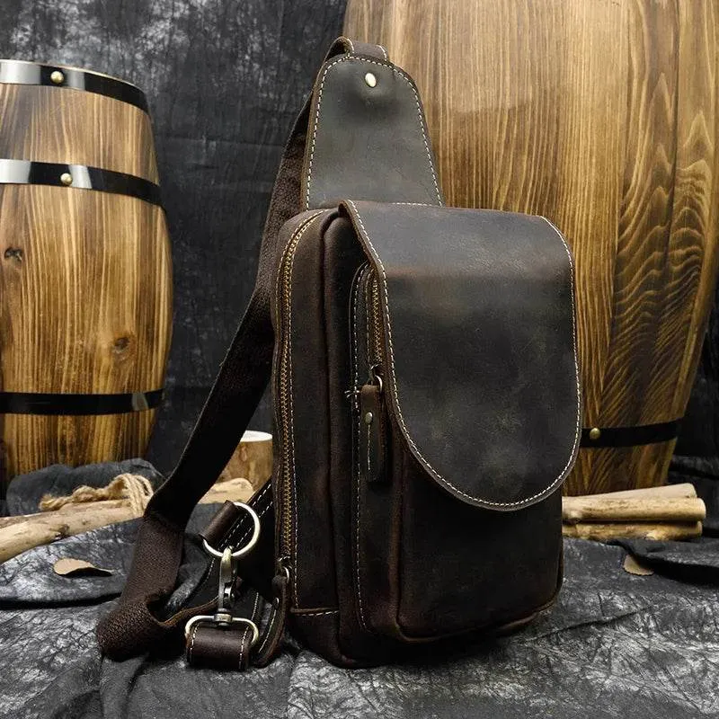 Small Chest Bag for Men – Vintage Sling Bag Shoulder Pack
