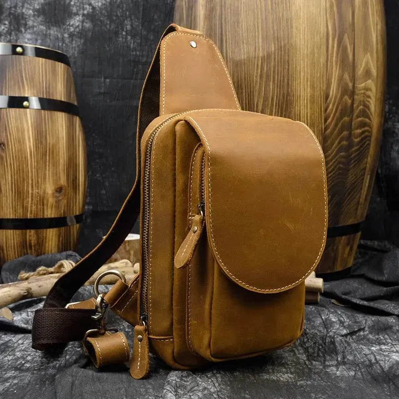Small Chest Bag for Men – Vintage Sling Bag Shoulder Pack