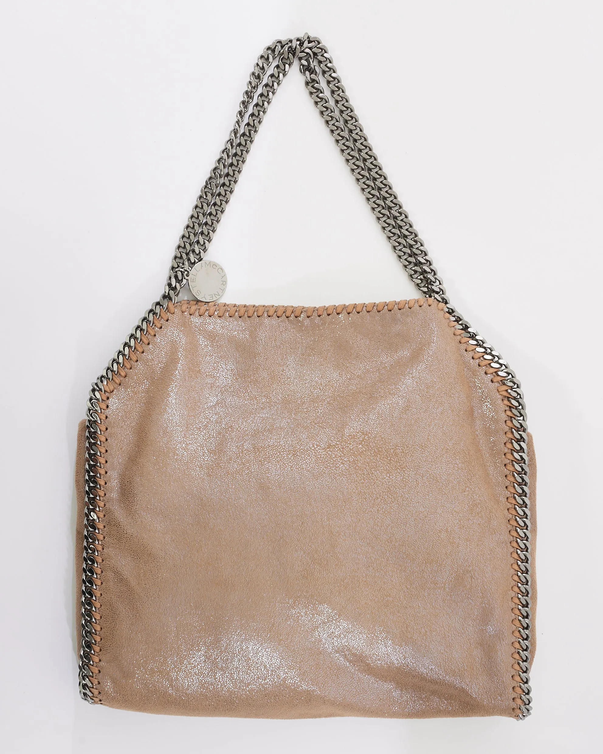 Stella McCartney Beige Vegan Leather Falabella Fold Over Shoulder Bag