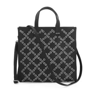 Studded Grommet-Black Leather Tote Mini