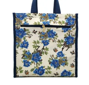 Tapestry Shopper Bag - Peony, Blue