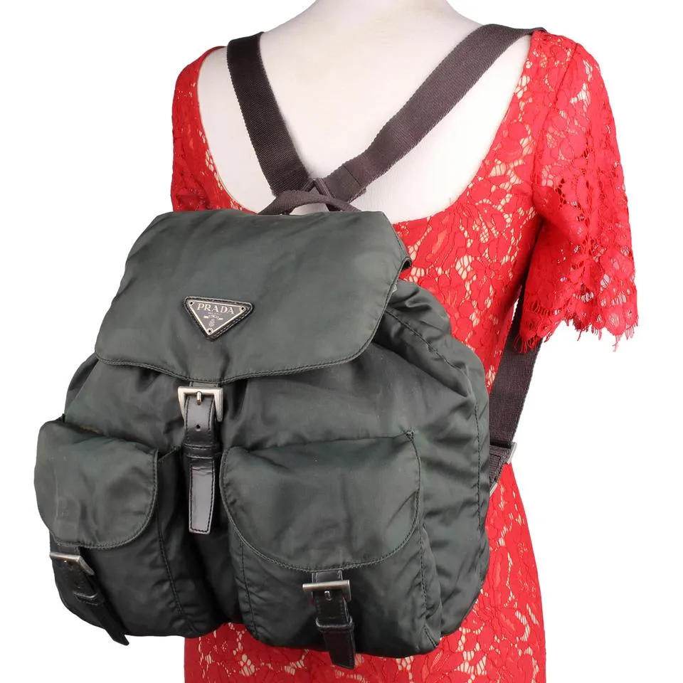 Tessuto Green Nylon Drawstring Backpack MM