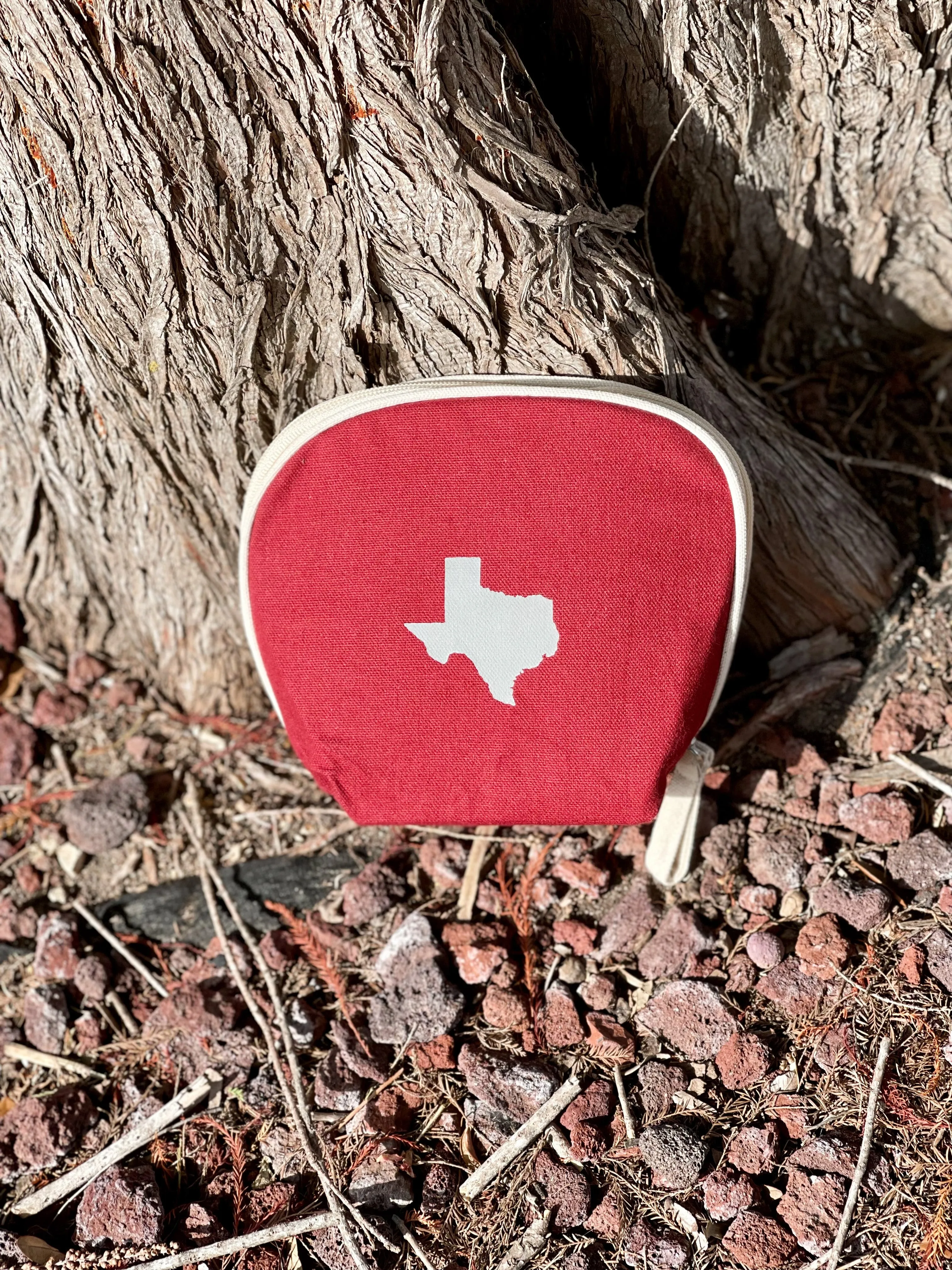 Texas Canvas Cosmetic Bag || Maroon   Gray