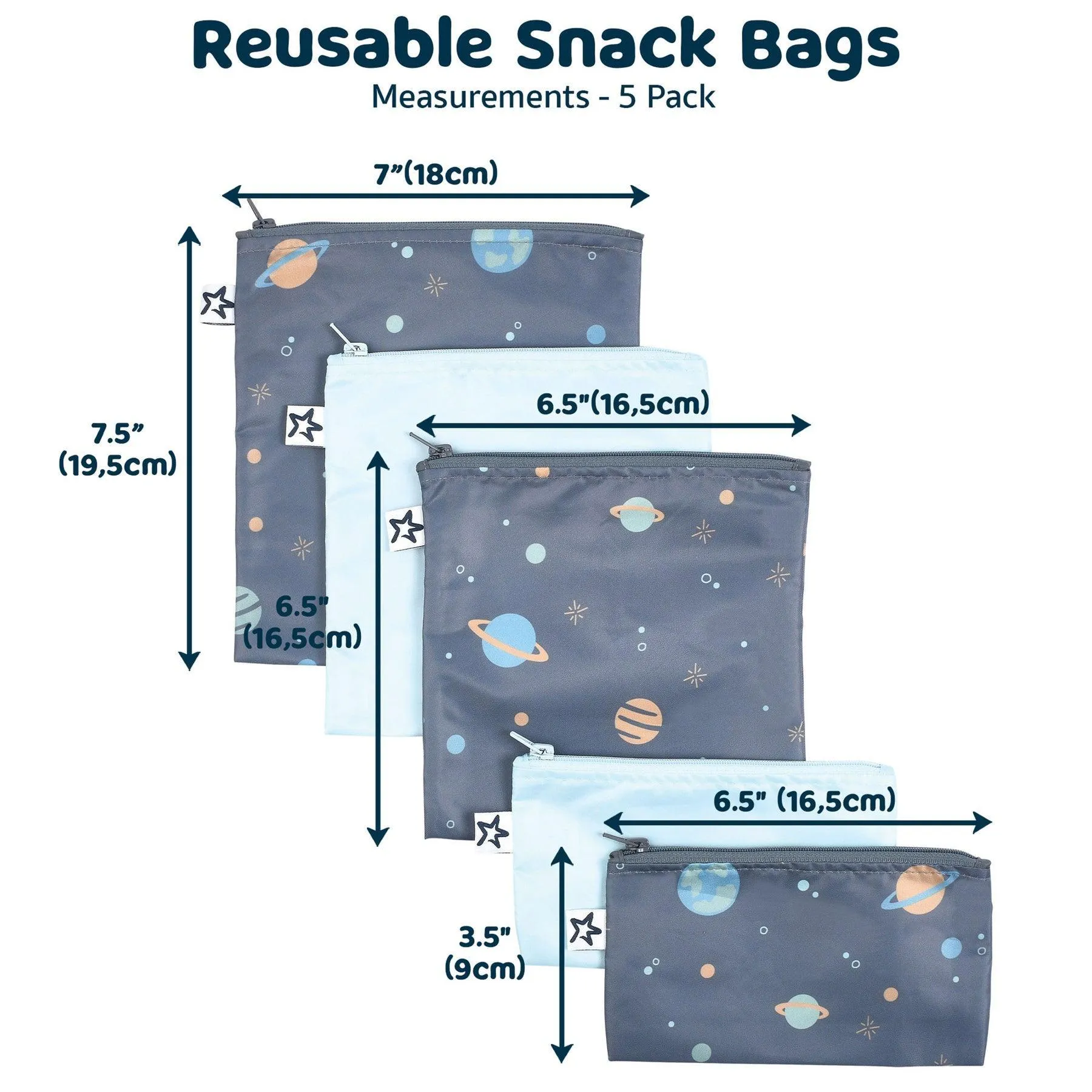 Tiny Twinkle Reusable Snack Bags 5 Pack