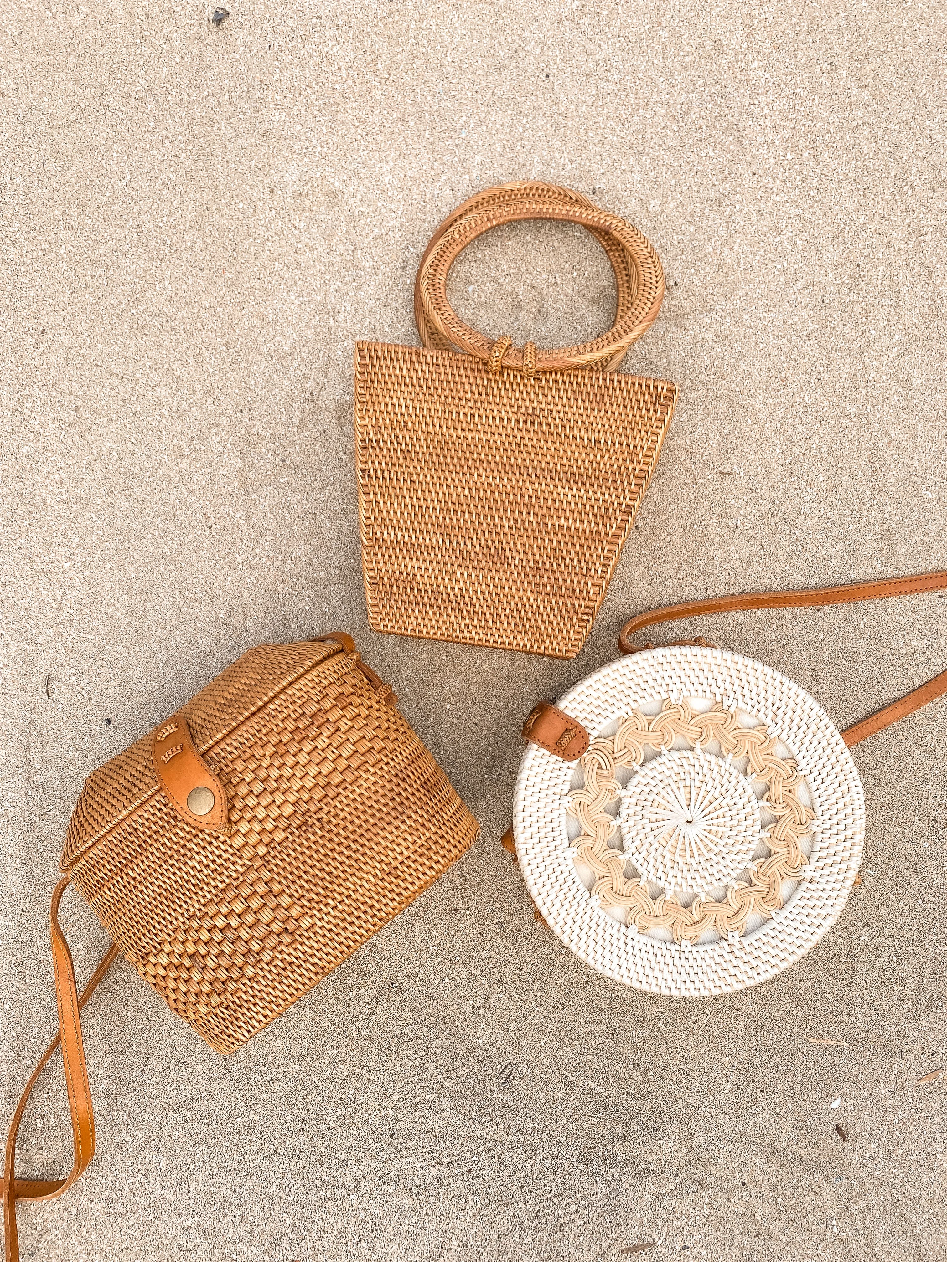 Top Handle Rattan Bag