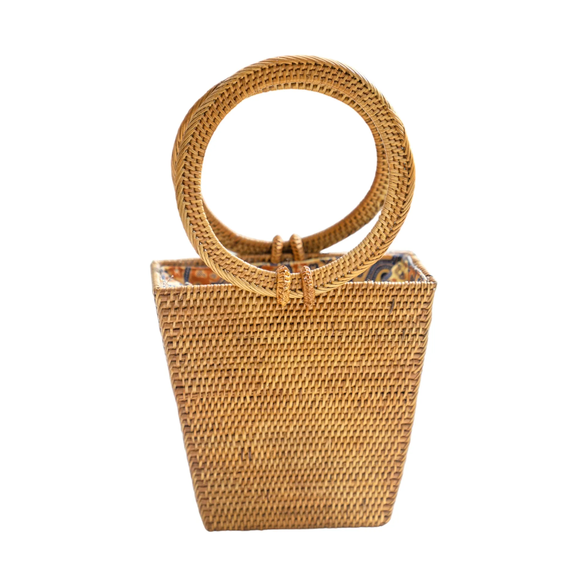 Top Handle Rattan Bag