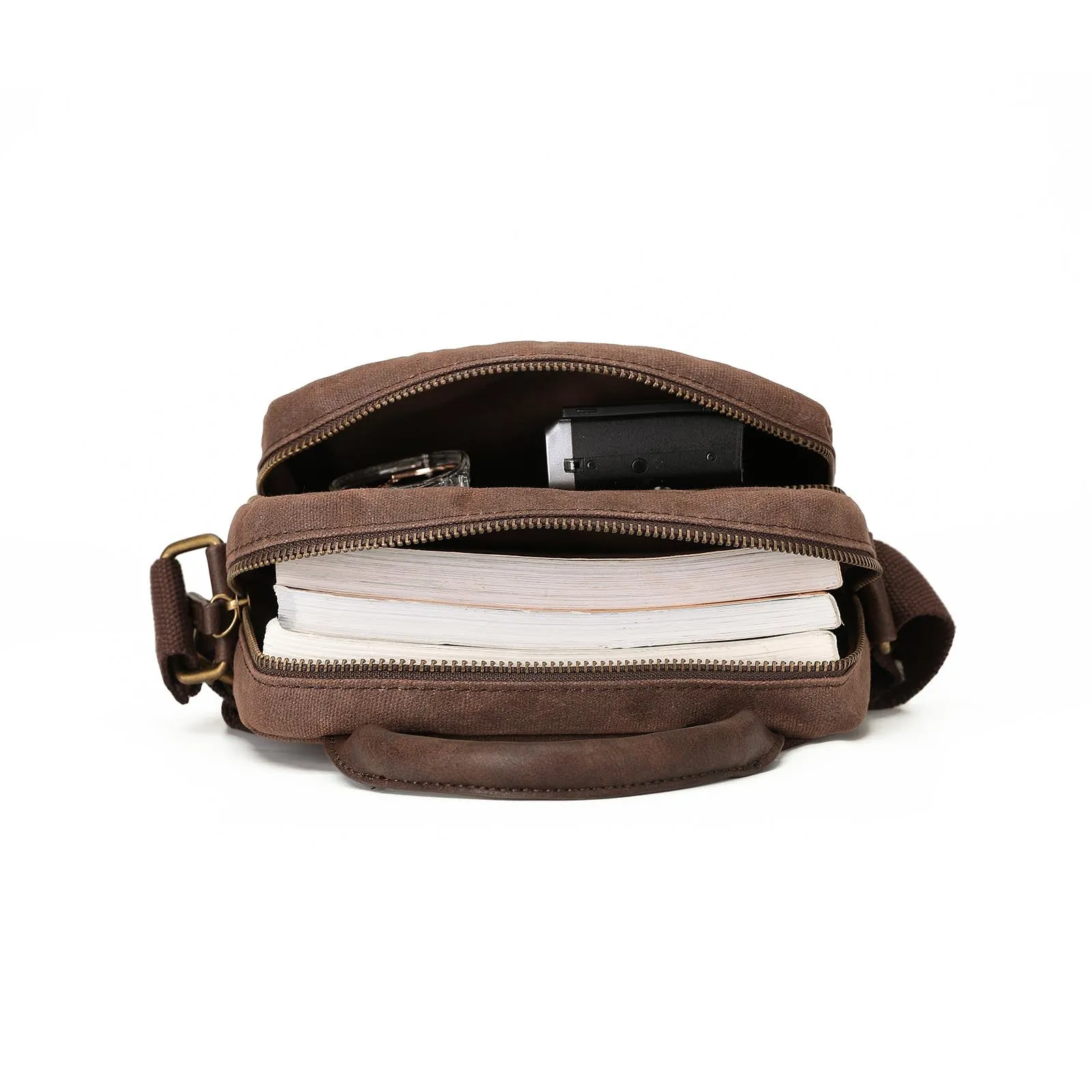 Tosca Waxed Canvas Crossover Bag Brown