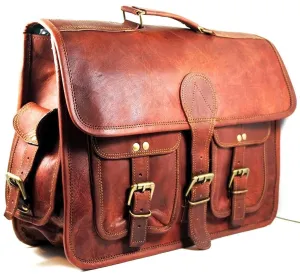 TUZECH Leather Messenger Bag Shoulder Men Laptop Business Briefcase Bag Brown Leather Vintage Satchel Bag Brown Handmade Genuine Leather ( 20 inches)
