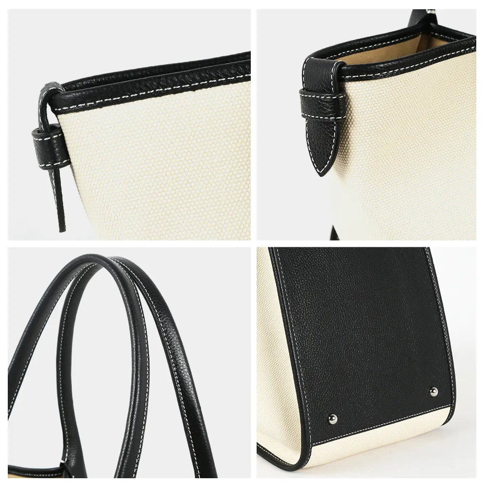 Two-Tone Leather Tote Bag