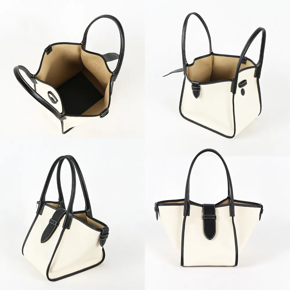 Two-Tone Leather Tote Bag