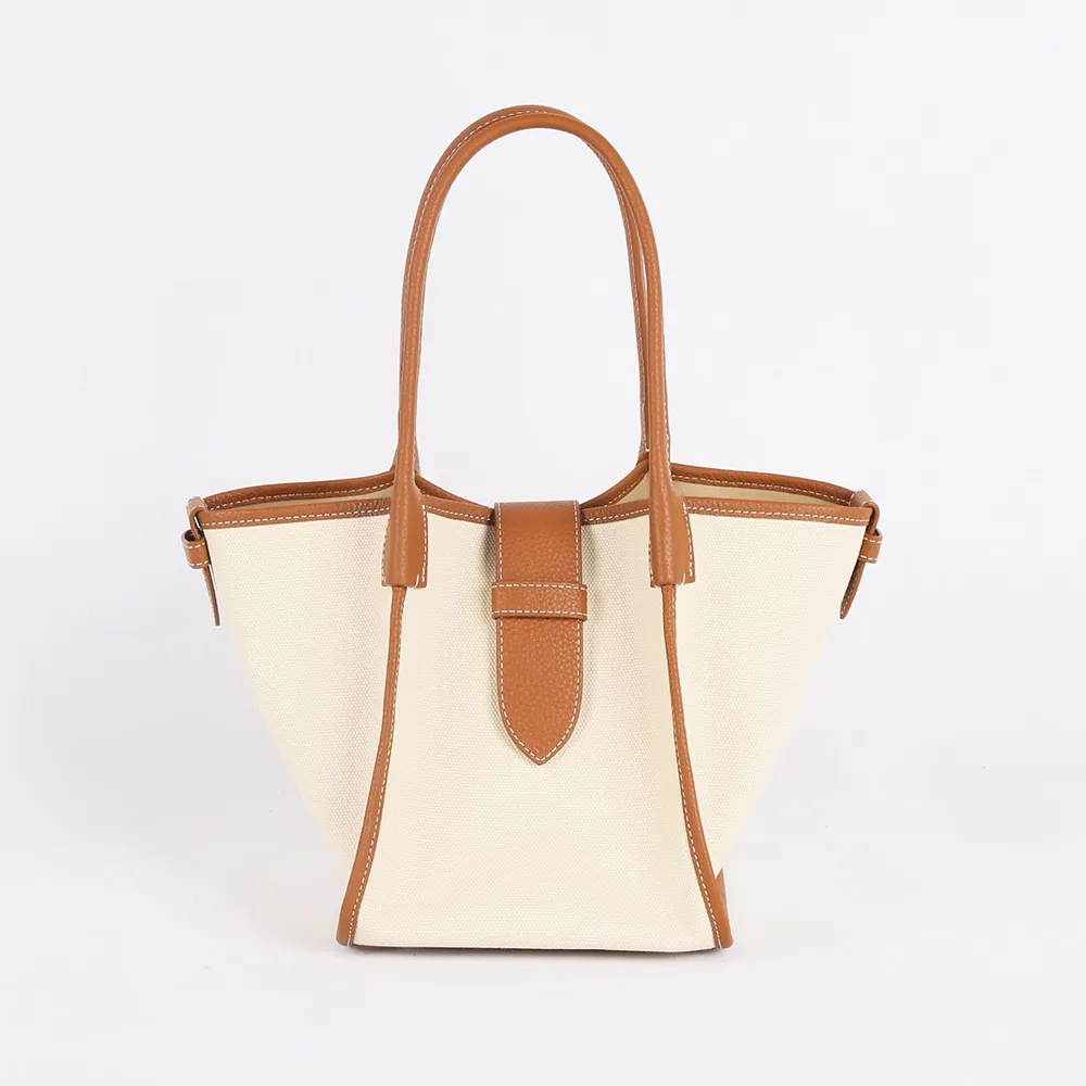 Two-Tone Leather Tote Bag