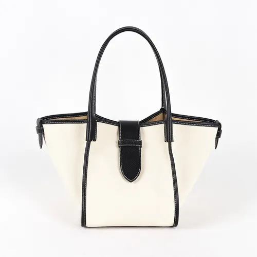 Two-Tone Leather Tote Bag