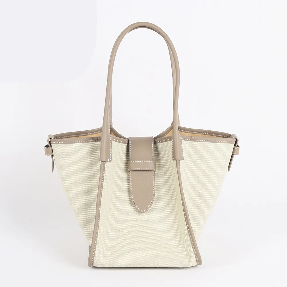 Two-Tone Leather Tote Bag