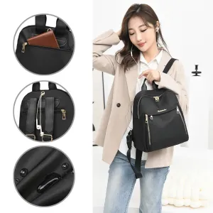 Unisex Large Capacity Black Oxford Backpack for Travel