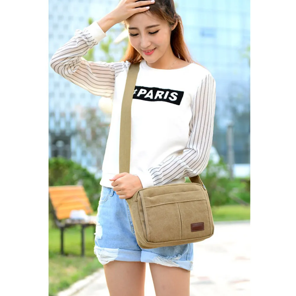Unisex Multifunctional Crossbody Canvas Messenger Bag