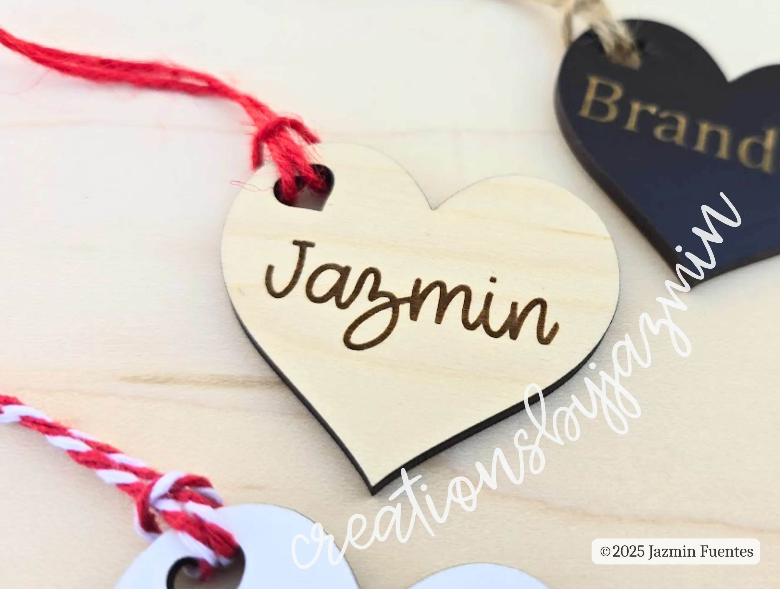 Valentine's Wood Mini Heart Name Tags, Treat Bag Labels