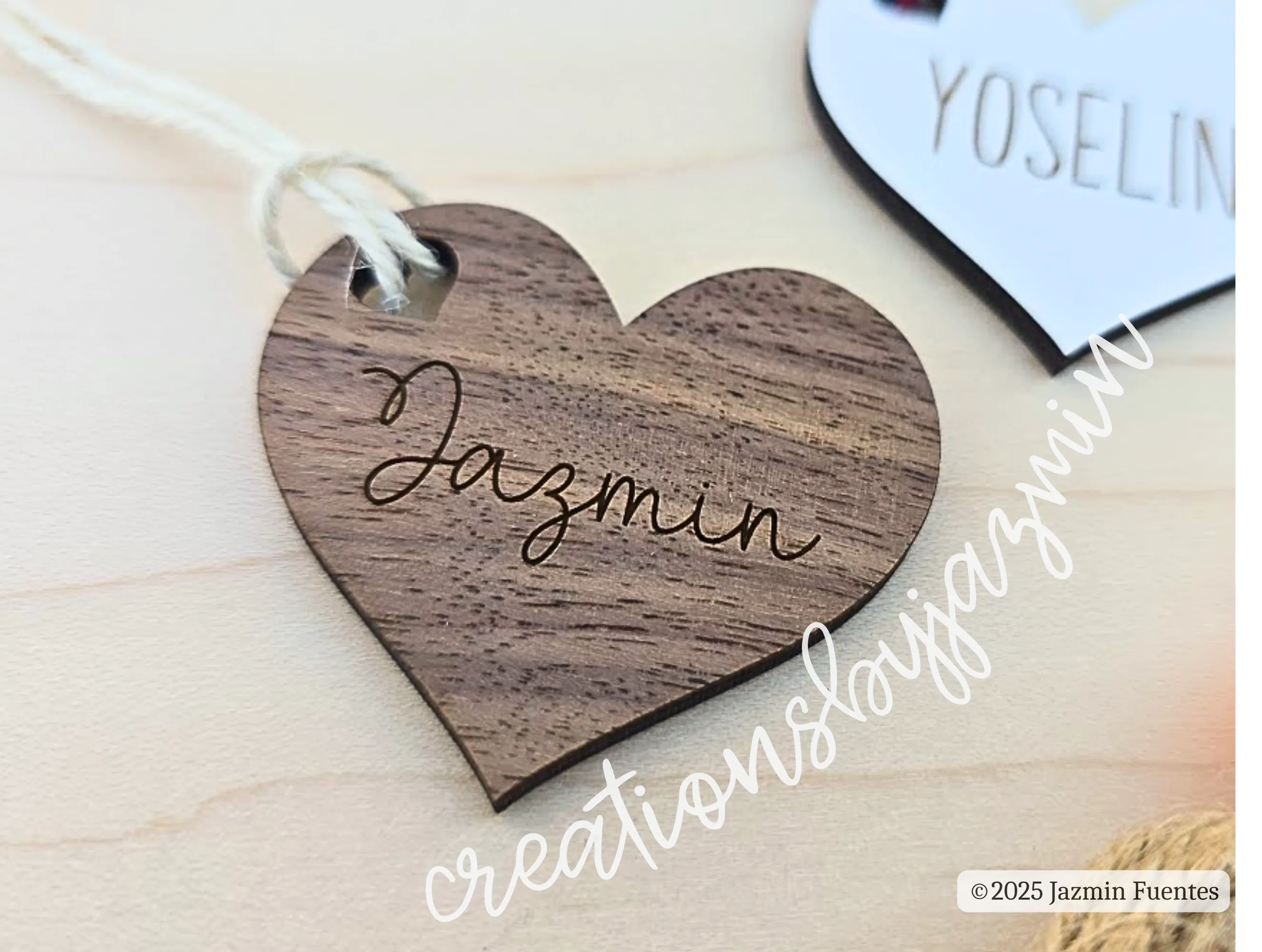 Valentine's Wood Mini Heart Name Tags, Treat Bag Labels