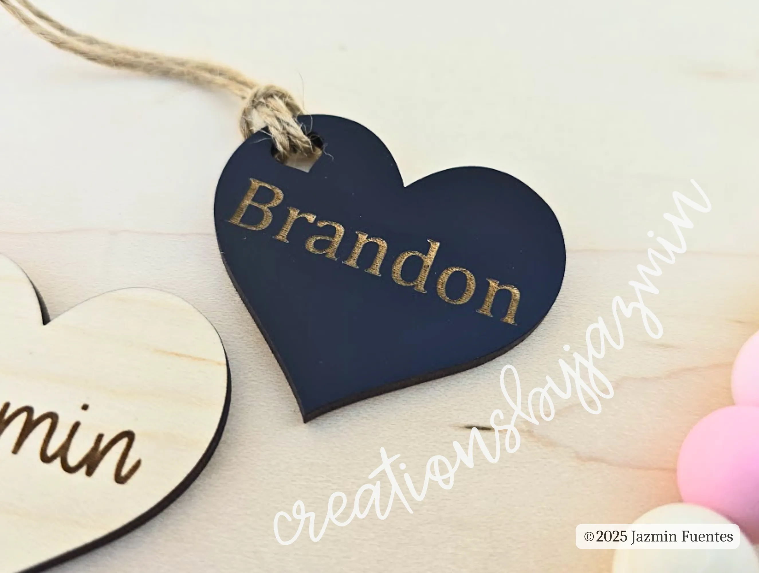 Valentine's Wood Mini Heart Name Tags, Treat Bag Labels