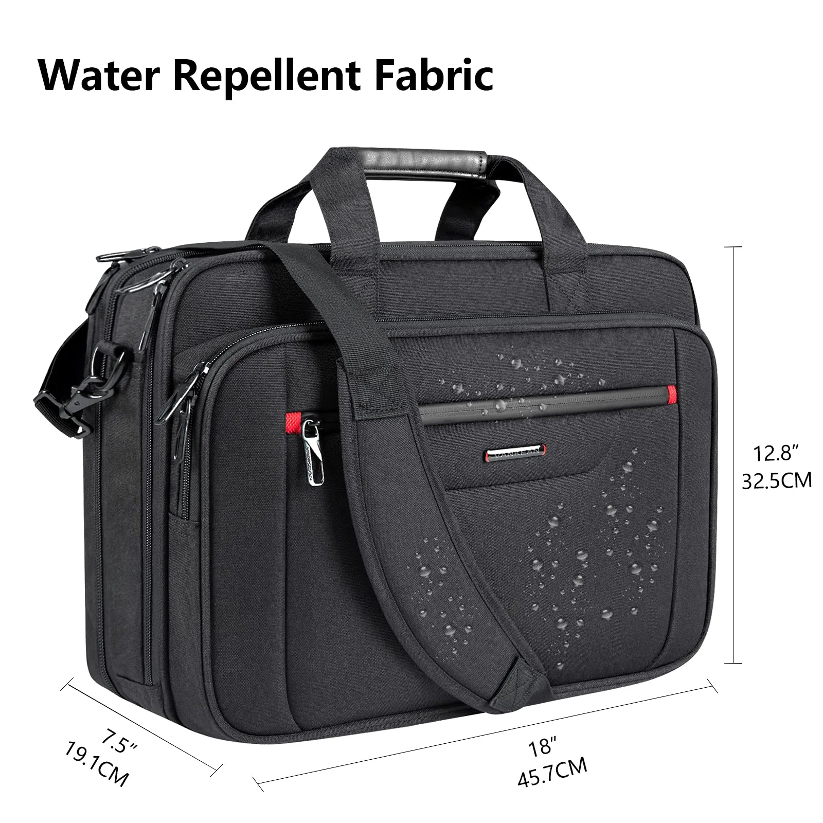 VANKEAN Laptop Briefcase Business Shoulder Bag Expandable Water-Repellent Messenger Bag