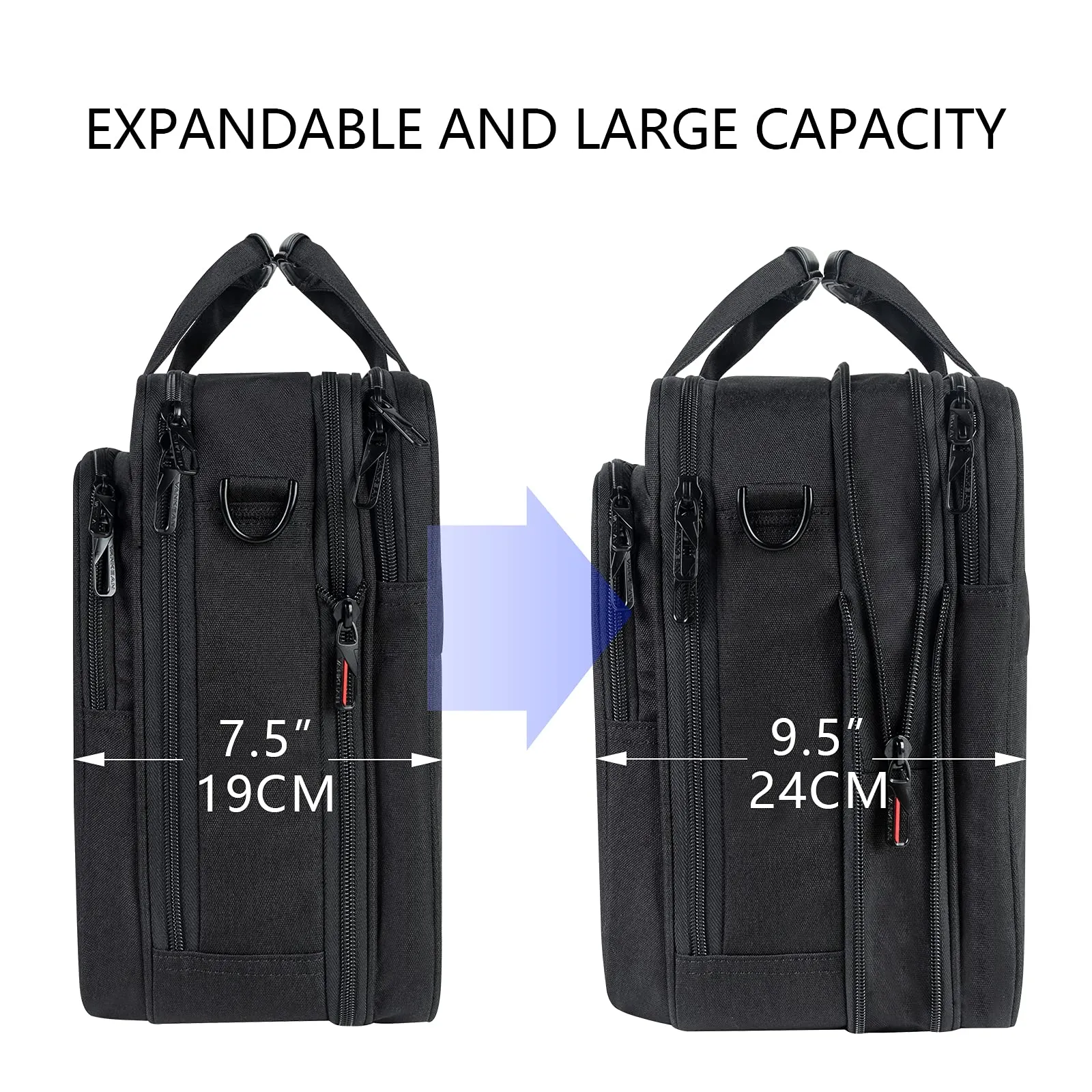 VANKEAN Laptop Briefcase Business Shoulder Bag Expandable Water-Repellent Messenger Bag
