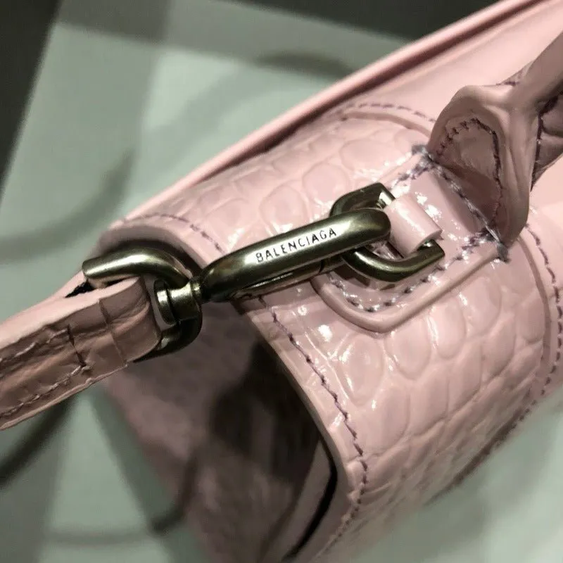 VELORA - Crocodile Embossed Handbag Light Pink