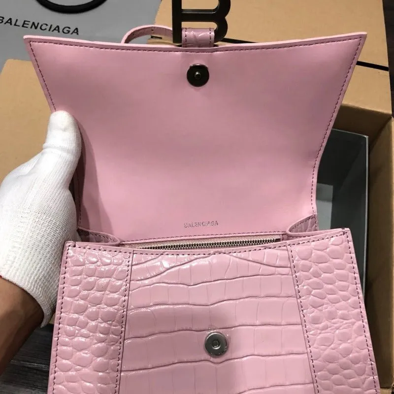 VELORA - Crocodile Embossed Handbag Light Pink